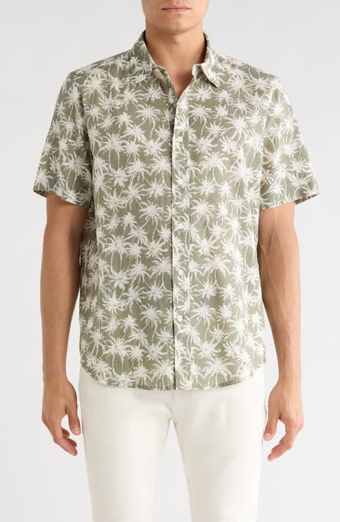 Palms Linen & Cotton Button-Up Shirt