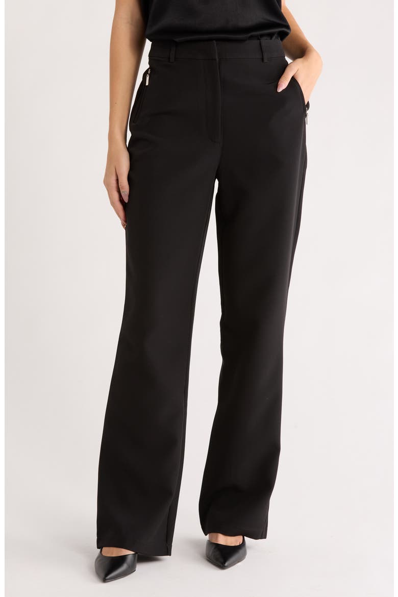 Rebecca High Waist Straight Leg Pants, Main, color, BLACK