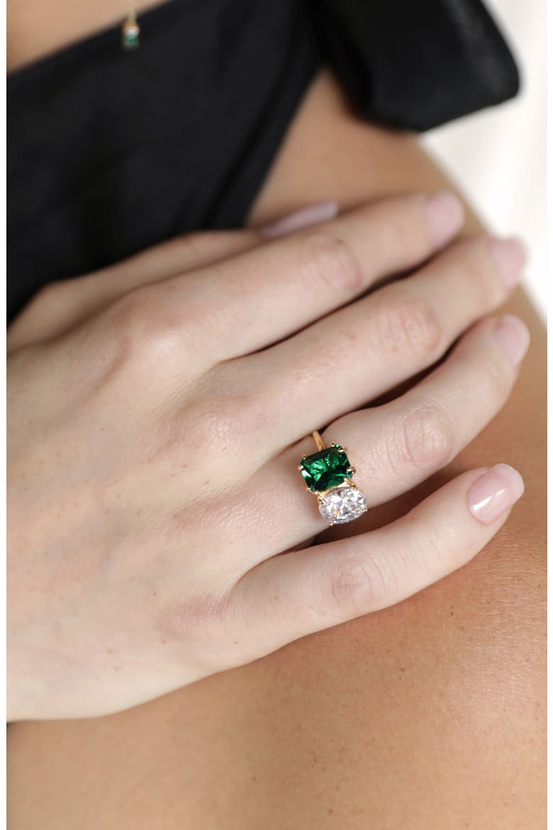 Cubic Zirconia Statement Ring, Alternate, color, GREEN
