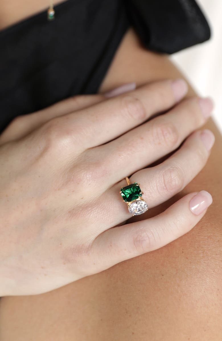 Ettika Cubic Zirconia Statement Ring, Alternate, color, Green