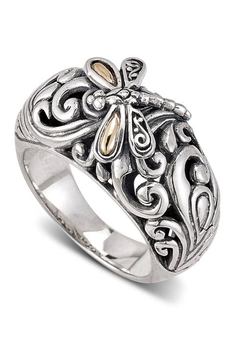 Sterling Silver & 18K Gold Dragonfly Ring