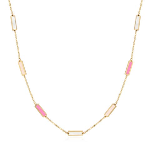 Pink Mixed Bar Chain Necklace