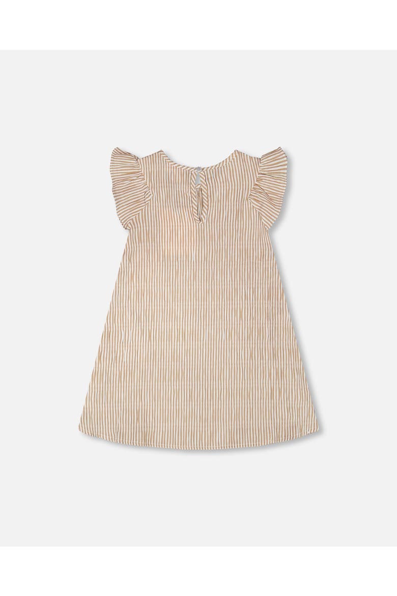 Short Sleeve Striped Flared Dress, Alternate, color, Off White and Sand Stripes