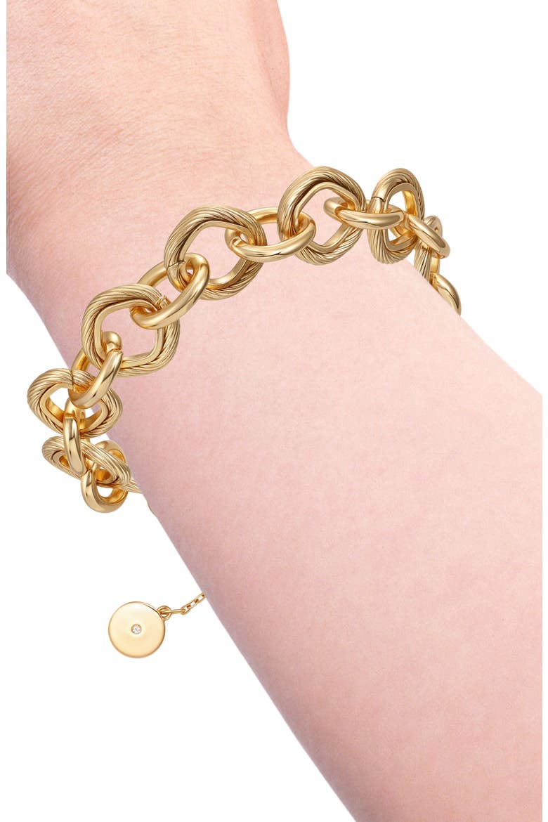 Chain Link Bracelet & Cubic Zirconia Stud Earrings Gift Set, Alternate, color, GOLD
