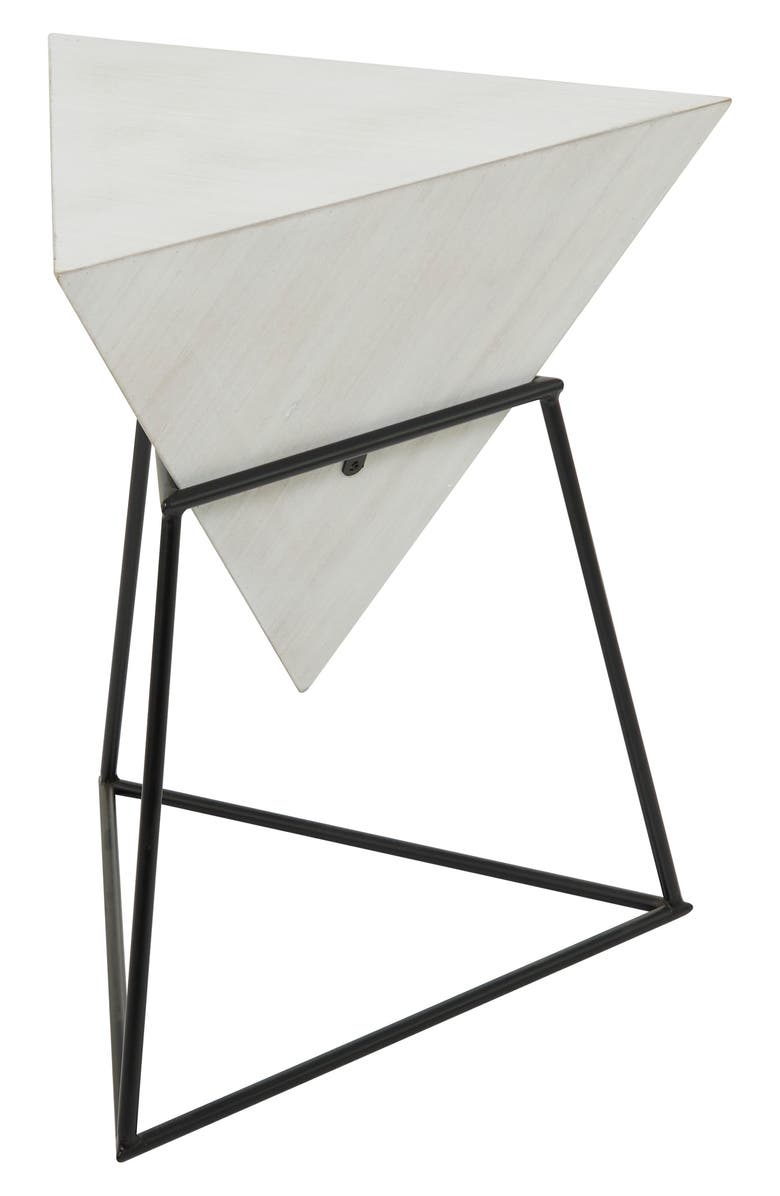 GINGER BIRCH STUDIO White Wood Modern Accent Table with Black Metal Stand, Alternate, color, 