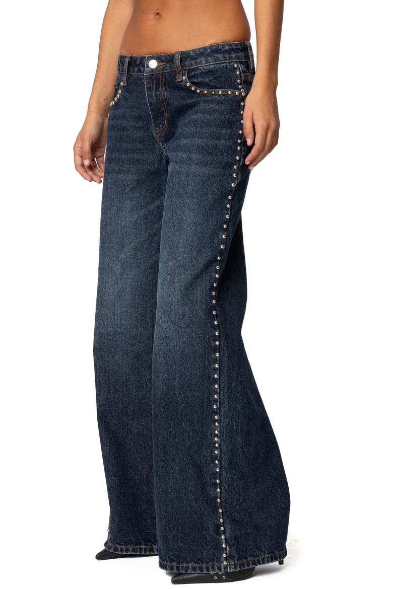 Stassie Studded Low Rise Baggy Jeans, Alternate, color, BLUE