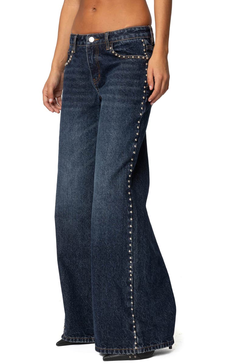 EDIKTED Stassie Studded Low Rise Baggy Jeans, Alternate, color, Blue