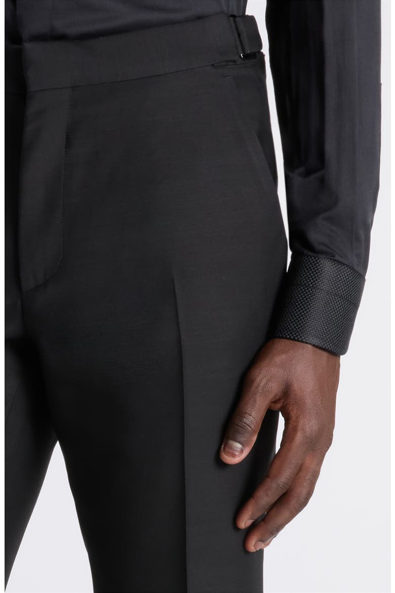 Flat Front Fine Wool & Silk Barathea Dress Pants, Alternate, color, NAA BLACK