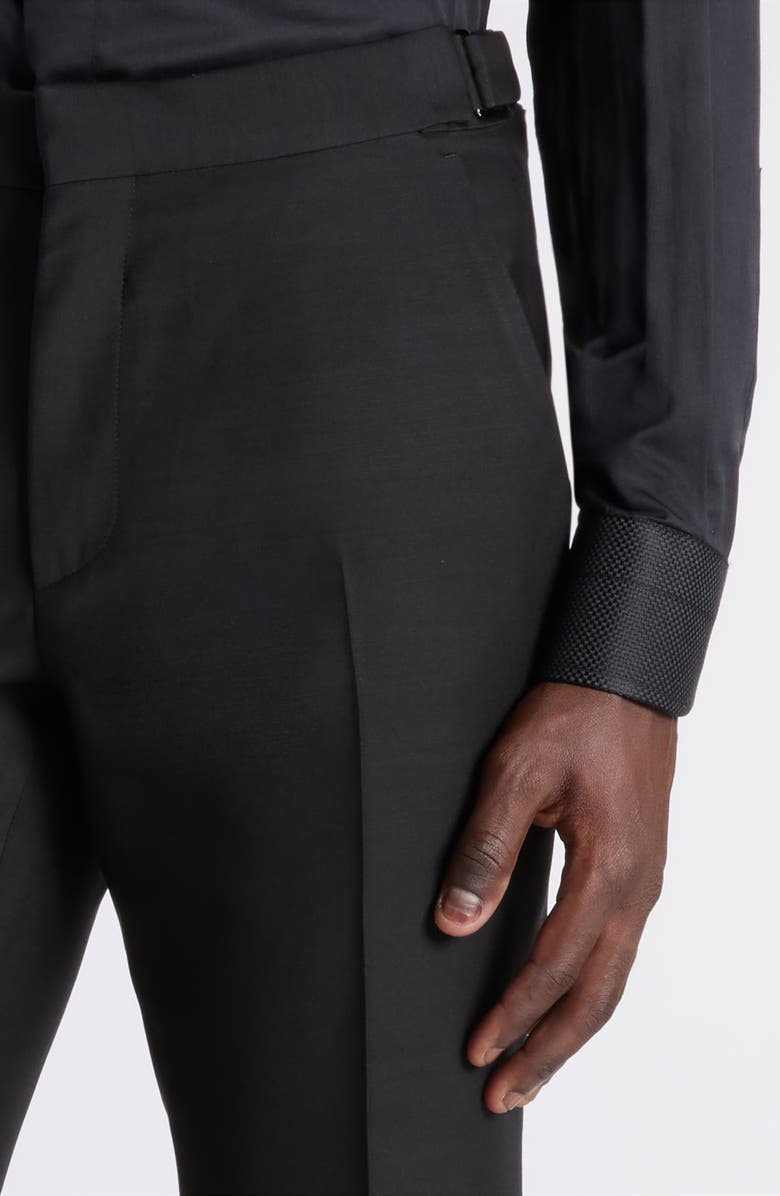 TOM FORD Flat Front Fine Wool & Silk Barathea Dress Pants, Alternate, color, Naa Black
