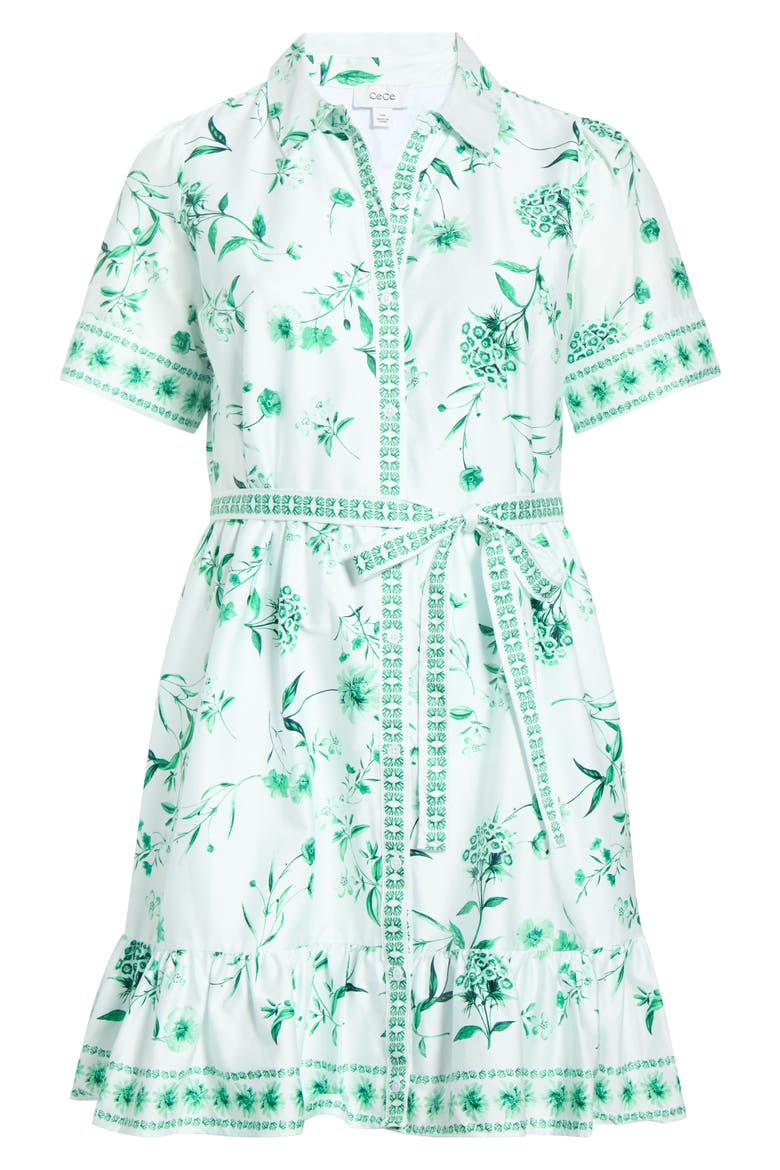 Floral Stretch Cotton Shirtdress, Alternate, color, VIBRANT KELLY