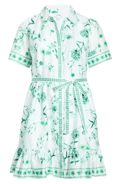 Floral Stretch Cotton Shirtdress (Plus)