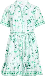 CeCe Floral Stretch Cotton Shirtdress
