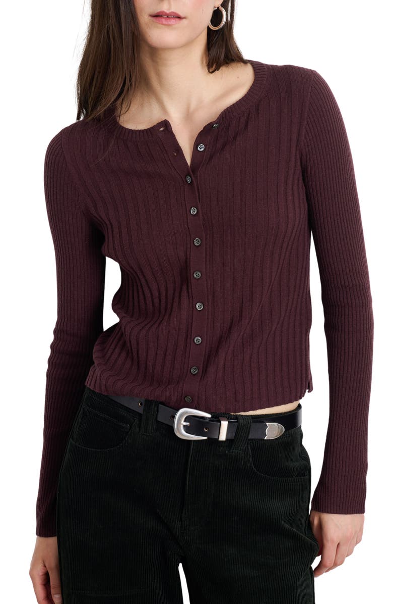 Alex Mill Rib Cardigan, Main, color, Mahogany