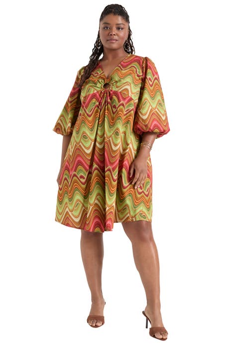 Ring Cut Out Poplin Shirtdress (Plus Available)