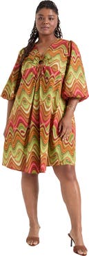 June + Vie Ring Cut Out Poplin Shirtdress