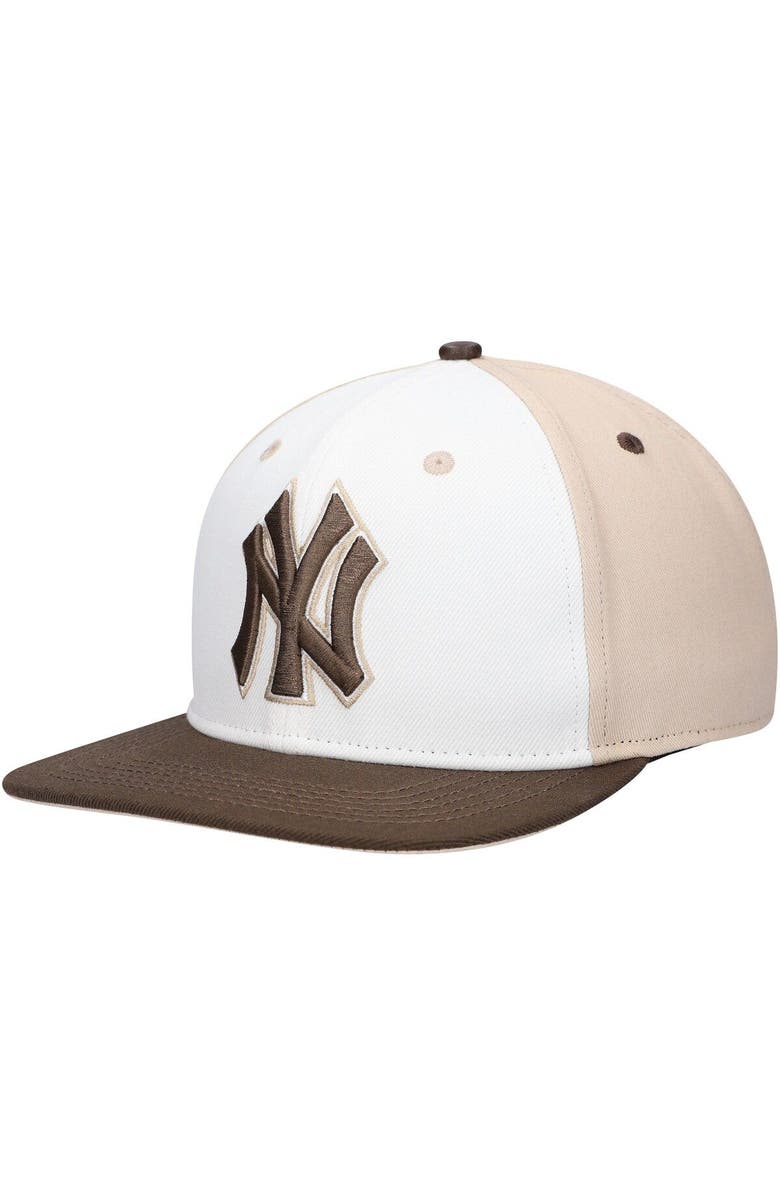 PRO STANDARD Men's Pro Standard White/Brown New York Yankees Chocolate Ice Cream Drip Snapback Hat, Alternate, color,