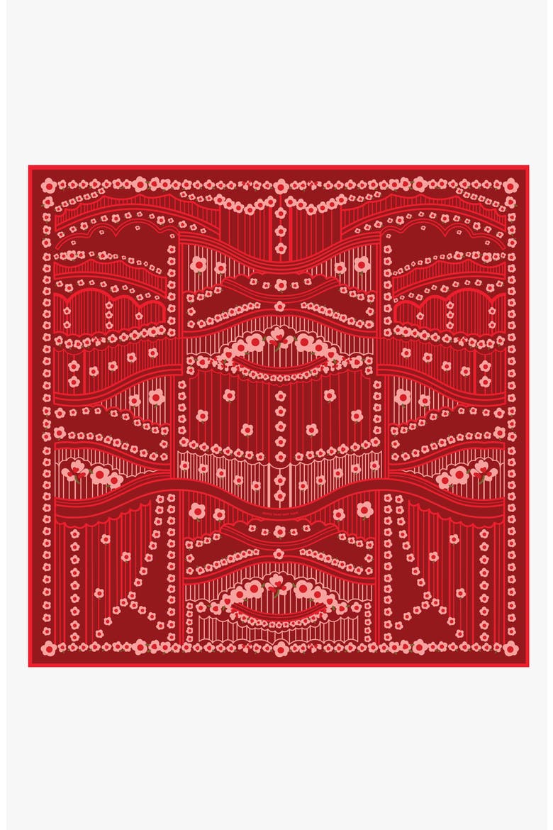 Scarlet Rhythm Double Sided Silk Scarf, Main, color, Red