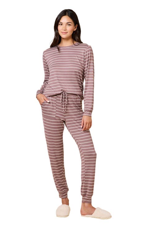 Dream Jersey Long Sleeve Crew Neck Lounge Set with Jogger Pant