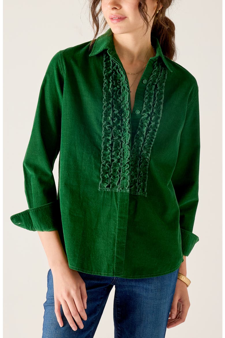 Tuxedo Ruffle Shirt, Main, color, Pine