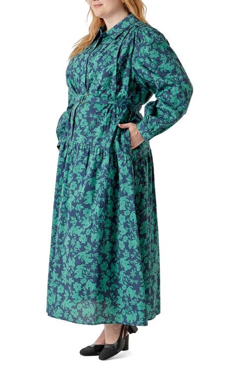 Floral Print Cotton Midi Dress