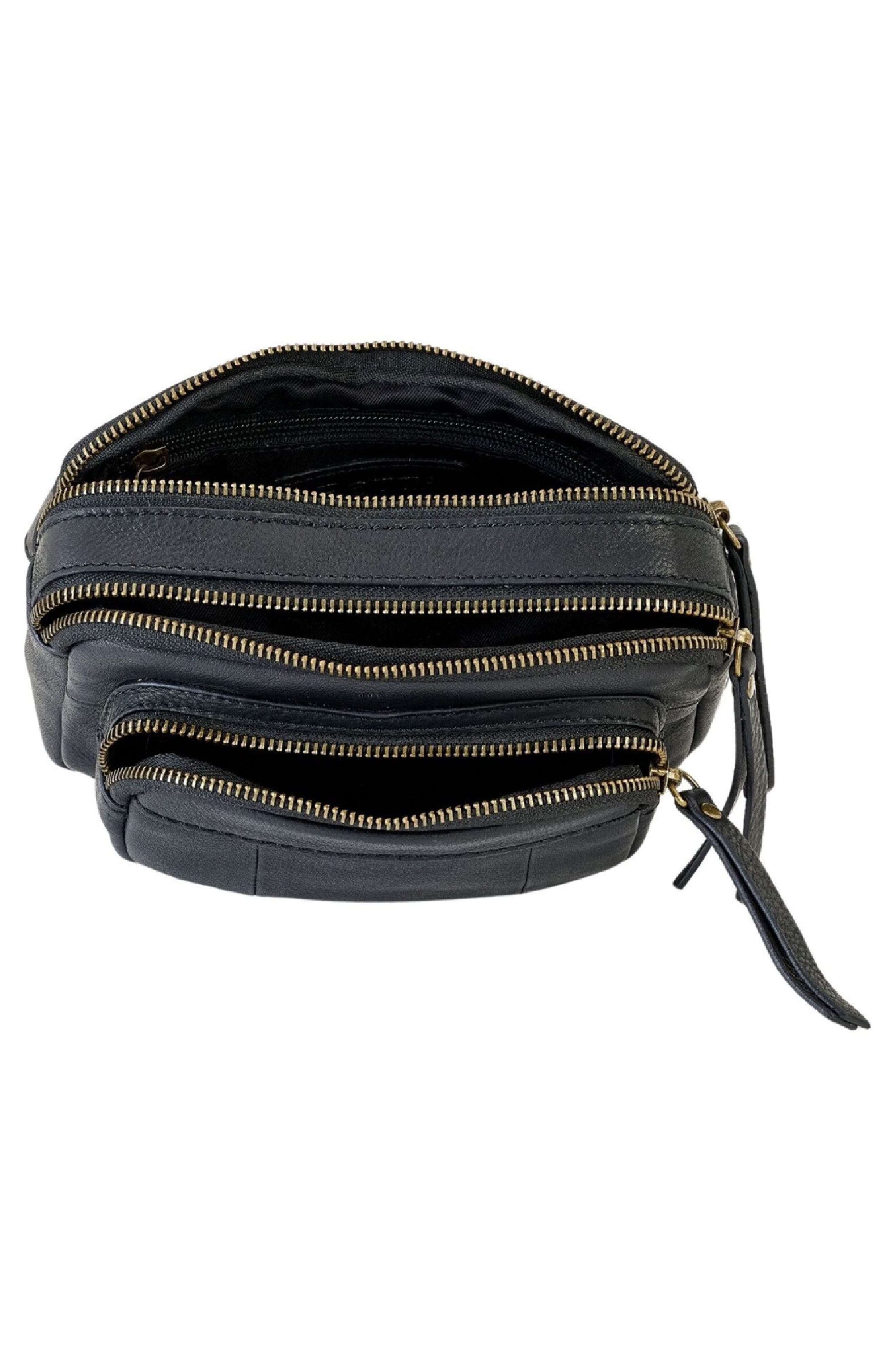 Børn Millport Woven Leather Belt Bag, Alternate, color, Black