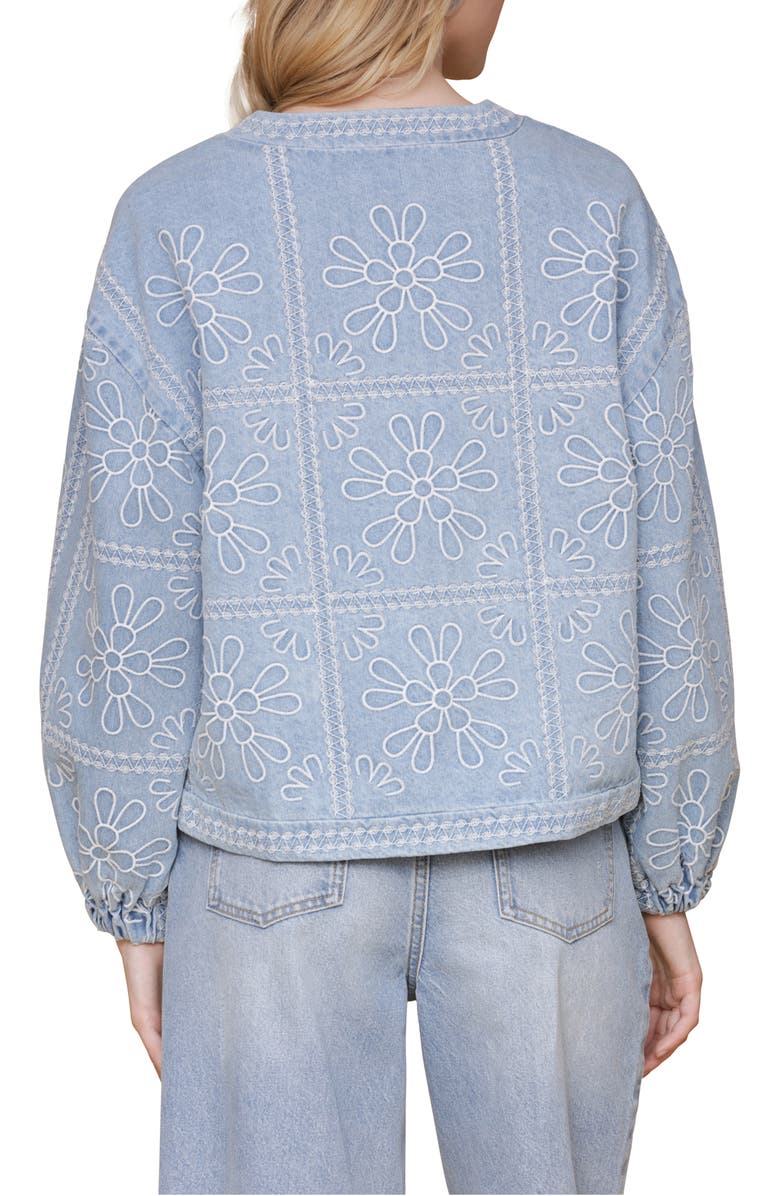 Avec Les Filles Floral Embroidered Crop Barn Jacket, Alternate, color, Light Vintage Wash
