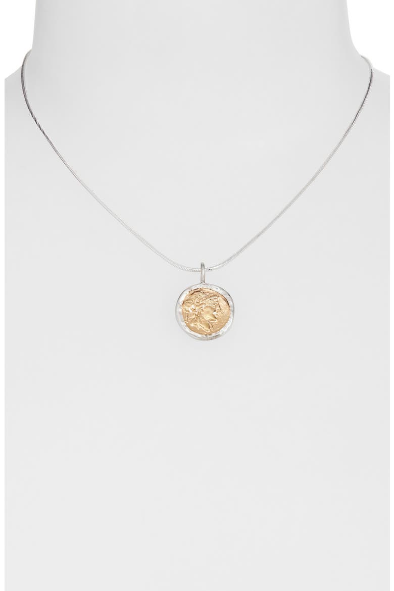 Circe Coin Pendant Necklace, Alternate, color, SILVER