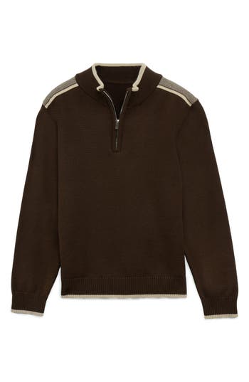 X-ray Xray Kids' Raw X Shoulder Detail Quarter Zip Sweater In Brown