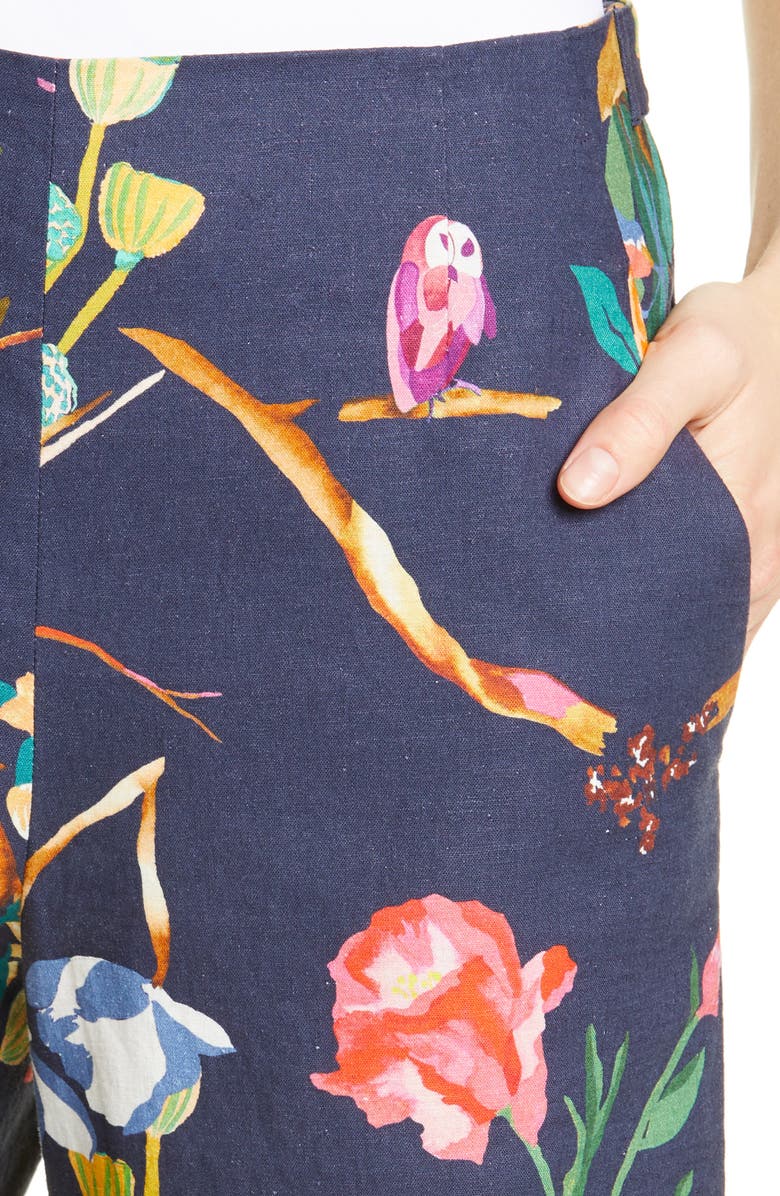 Tanya Taylor Evelyn Wide Leg Crop Linen Blend Pants, Alternate, color,