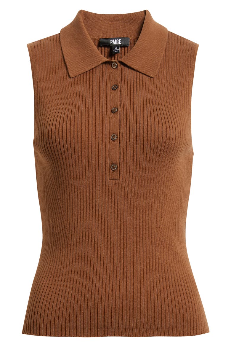 Vesta Rib Sleeveless Polo, Alternate, color, COGNAC