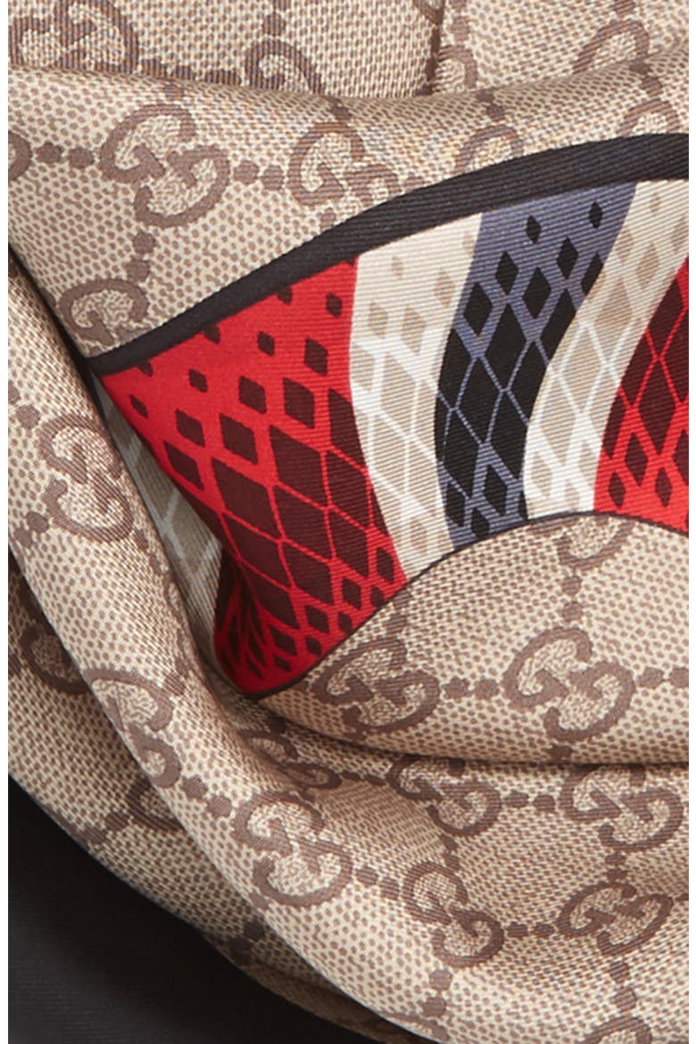 Web & Kingsnake Print Silk Scarf, Alternate, color, BEIGE