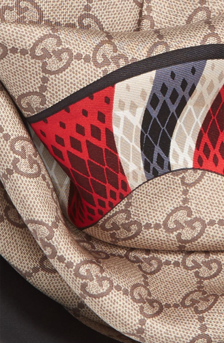 Gucci Web & Kingsnake Print Silk Scarf, Alternate, color, 