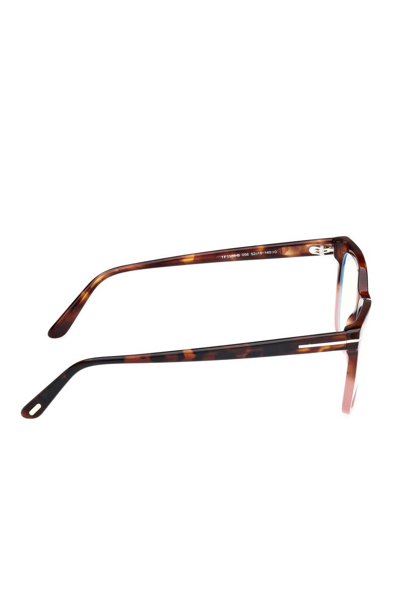 52mm Square Blue Light Blocking Glasses, Alternate, color, HAVANA TO MILKY PINK / T LOGO