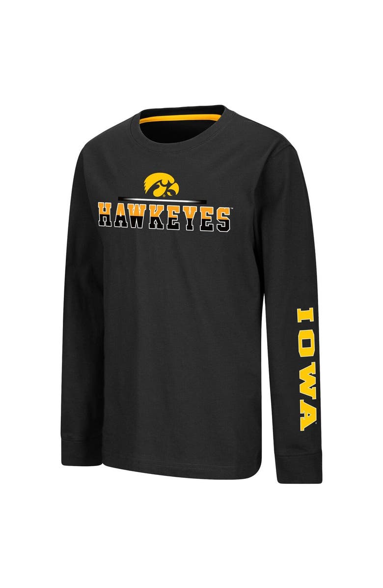 COLOSSEUM Youth Colosseum Black Iowa Hawkeyes Two-Hit Long Sleeve T-Shirt, Alternate, color,