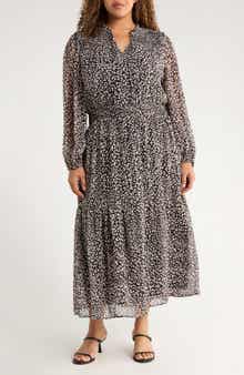 GIBSONLOOK The Leyla Print Smocked Long Sleeve Maxi Dress