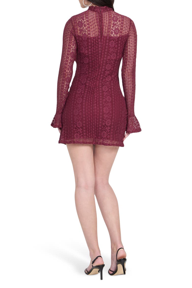 Jamala Lace Long Sleeve Minidress, Alternate, color, BURGUNDY