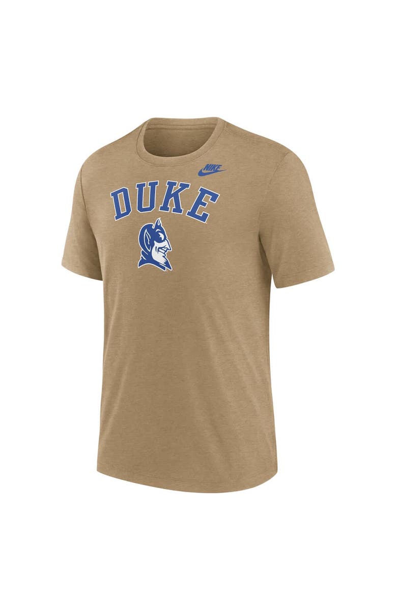 Nike Men's Nike Heather Light Brown Duke Blue Devils Legacy Arch Tri-Blend T-Shirt, Alternate, color, Light Brown