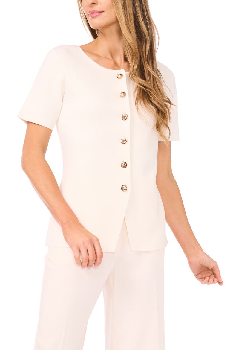 Gail Longline Split Hem Button-Up Shirt, Main, color, NEW IVORY