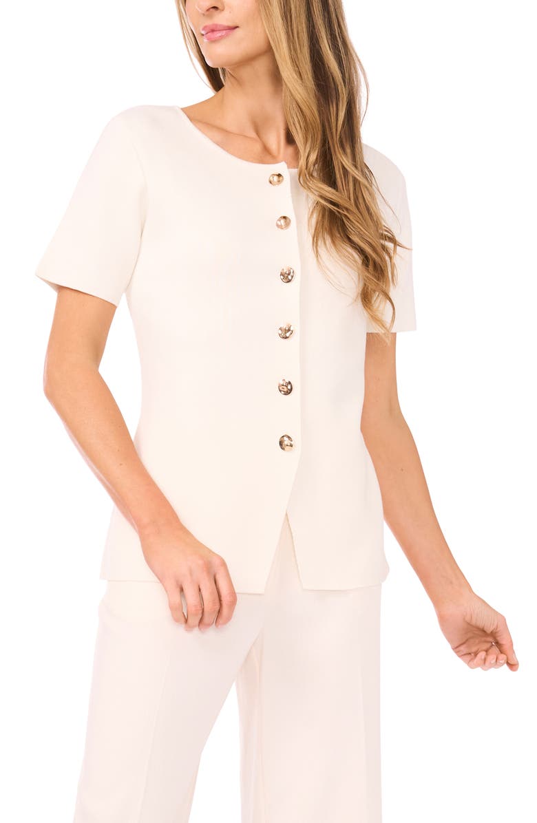 Ted Baker Gail Longline Split Hem Button-Up Shirt, Main, color, New Ivory
