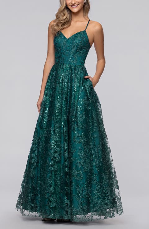 Glitter Corset Sleeveless Gown