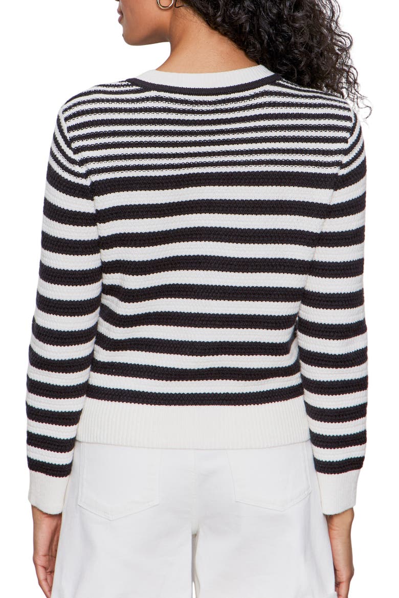 City Summer Stripe Cotton Cardigan, Alternate, color, BLACK/ WHITE
