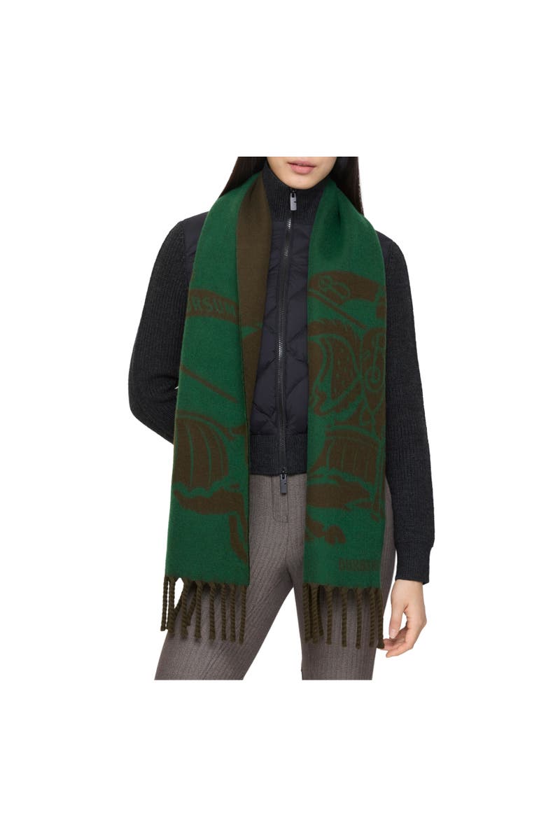 Burberry Reversible EKD Wool Scarf, Alternate, color, Marsh Green