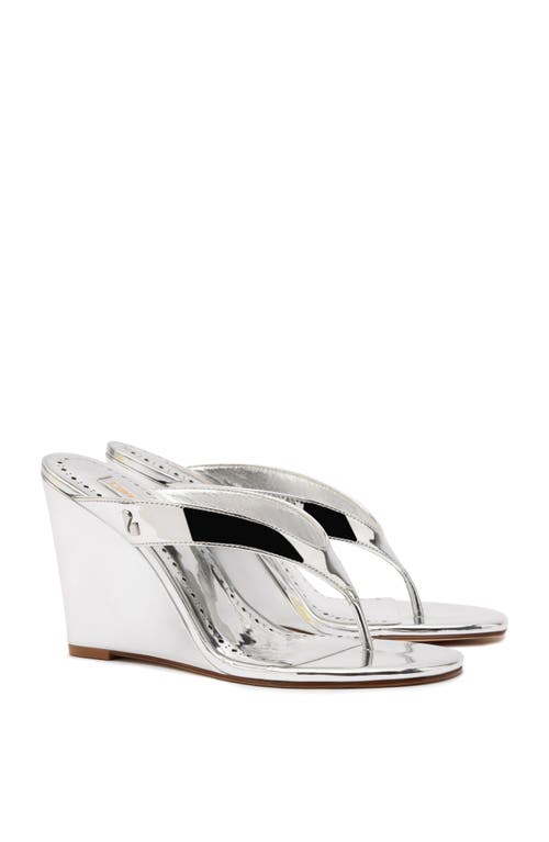 Larroude Larroudé Gaia Wedge Sandal In Silver