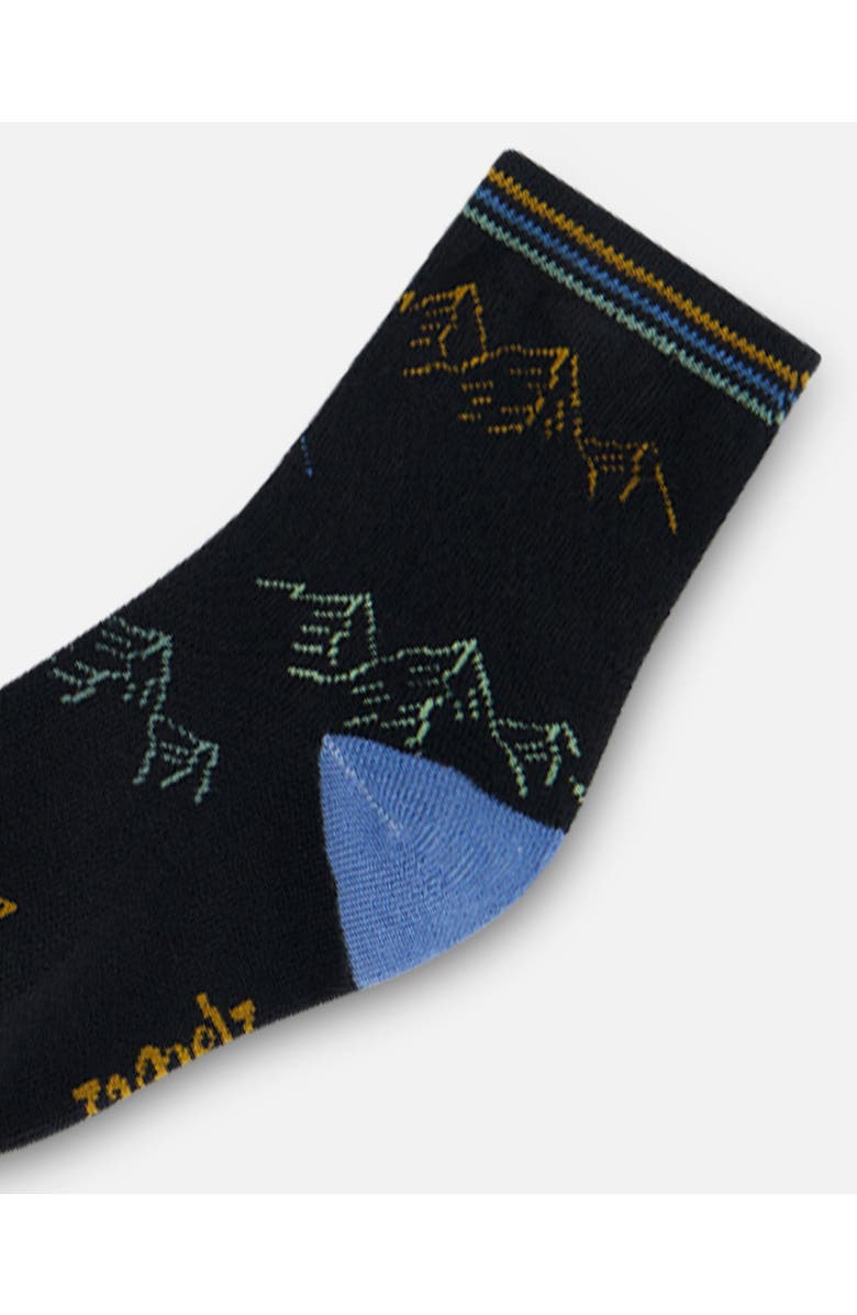 Deux par Deux Boy's Socks Black With Mountains, Alternate, color, 