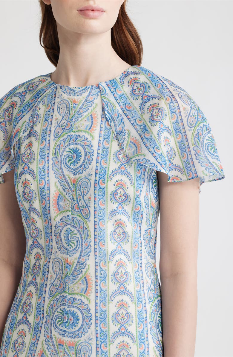Hill House Home Davina Capelet Sleeve Cotton & Silk Maxi Dress, Alternate, color, Corsica Paisley Blue