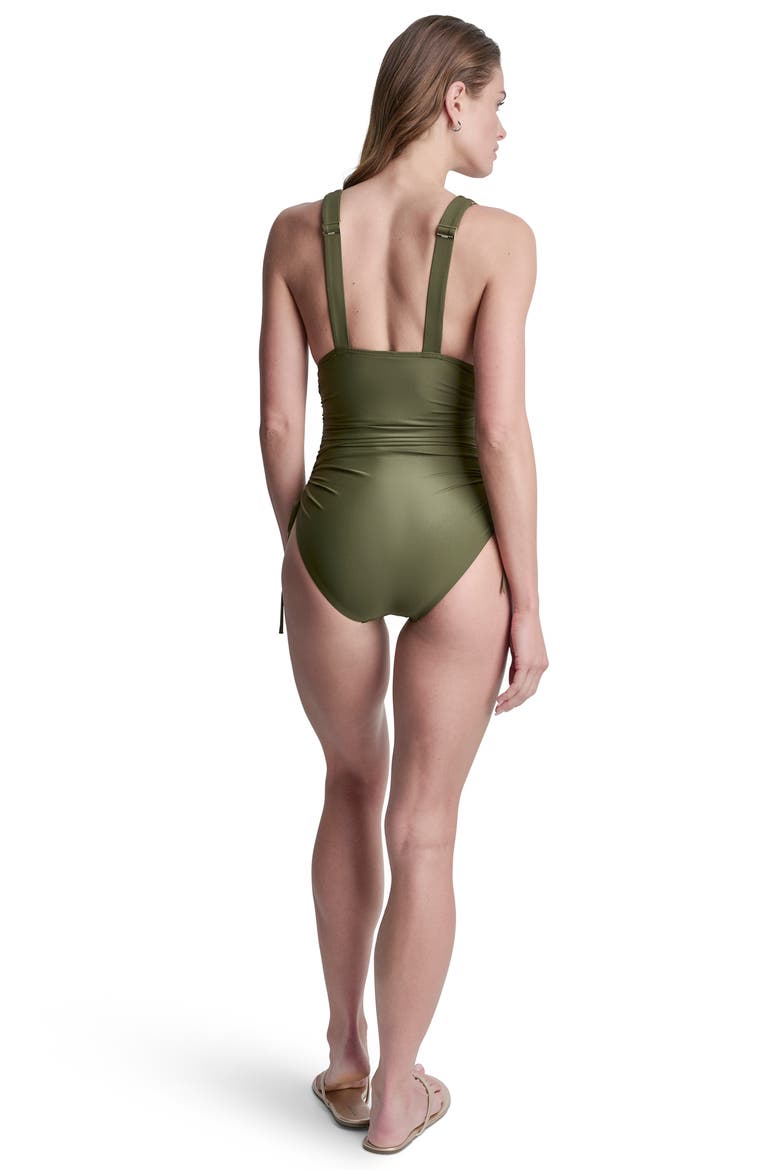 Plunge One-Piece Swimsuit, Alternate, color, MOSS
