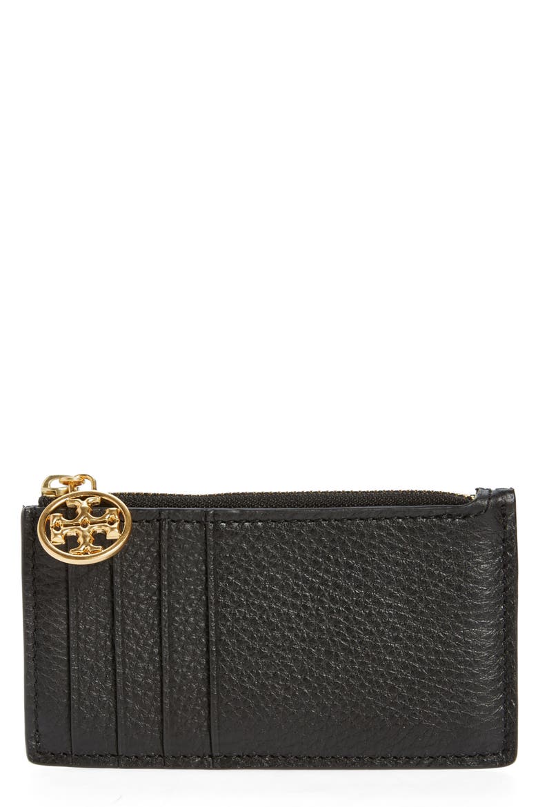 Miller Zip Leather Card Case, Main, color, BLACK