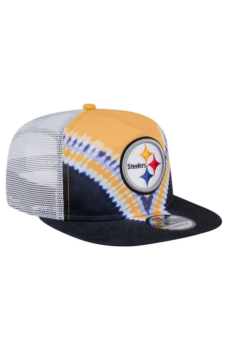New Era Men's New Era Gold/Black Pittsburgh Steelers Throwback Dye Golfer Snapback Hat, Alternate, color, Gold