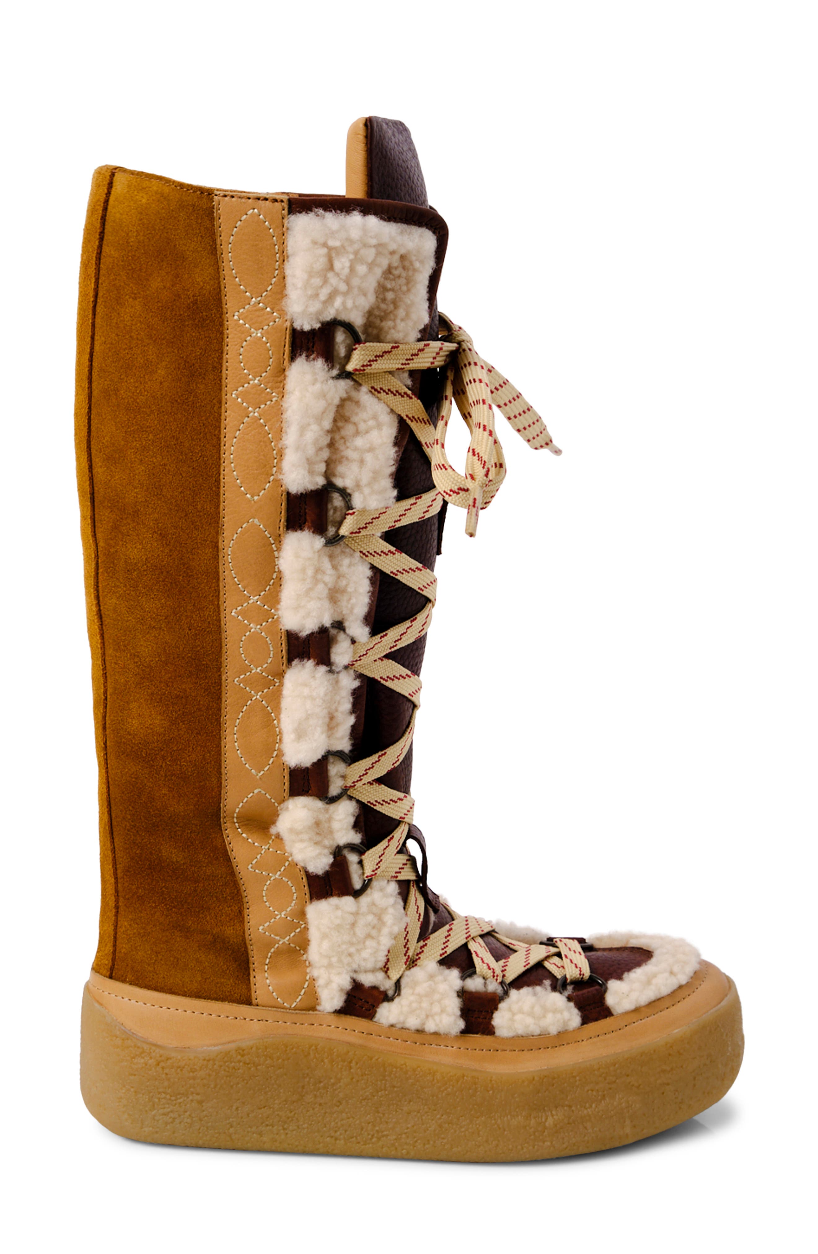 Free People Wilder Genuine Shearling Boot, Alternate, color, Vintage Tan Combo