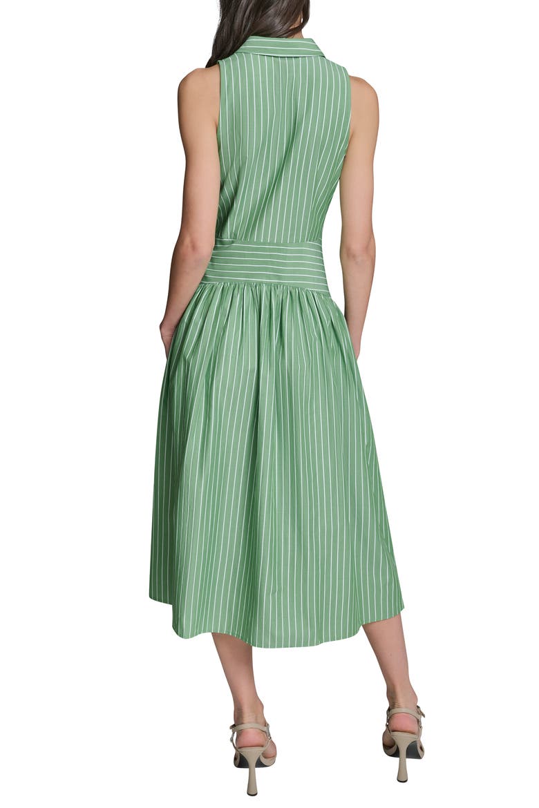 Stripe Sleeveless Cotton Blend Midi Shirtdress, Alternate, color, BOTANIC GREEN/ SOFT WHITE